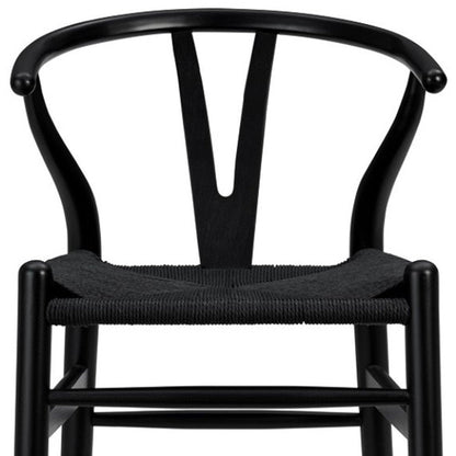 26" Black Rush And Solid Wood Counter Height Bar Chair HomeRoots