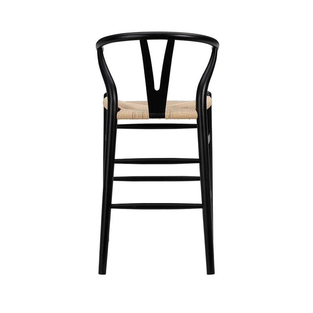 26" Natural And Black Rush And Solid Wood Counter Height Bar Chair HomeRoots