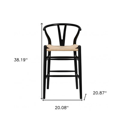 Natural And Black Solid Wood Counter Height Bar Chair HomeRoots