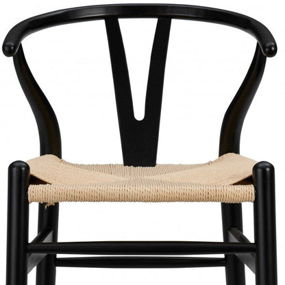 26" Natural And Black Rush And Solid Wood Counter Height Bar Chair HomeRoots