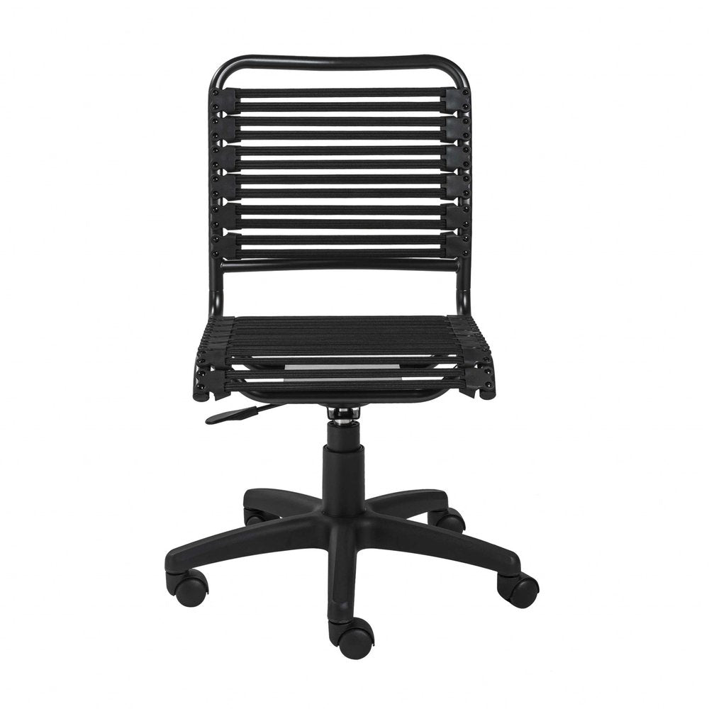 Black Adjustable Swivel Bungee Rolling Office Chair HomeRoots