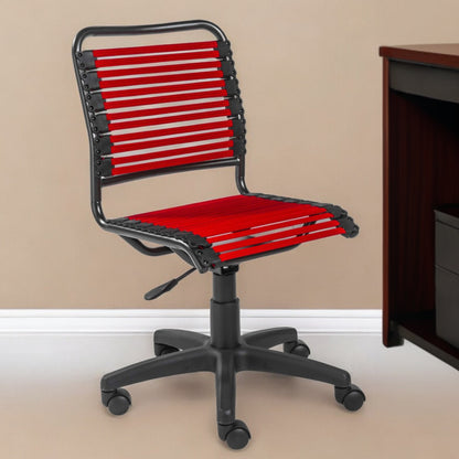 Red and Black Adjustable Swivel Bungee Rolling Office Chair