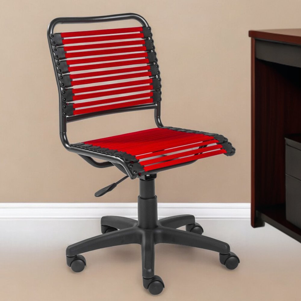 Red and Black Adjustable Swivel Bungee Rolling Office Chair HomeRoots