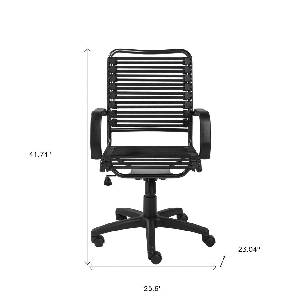 Black Adjustable Swivel Bungee Rolling Office Chair HomeRoots