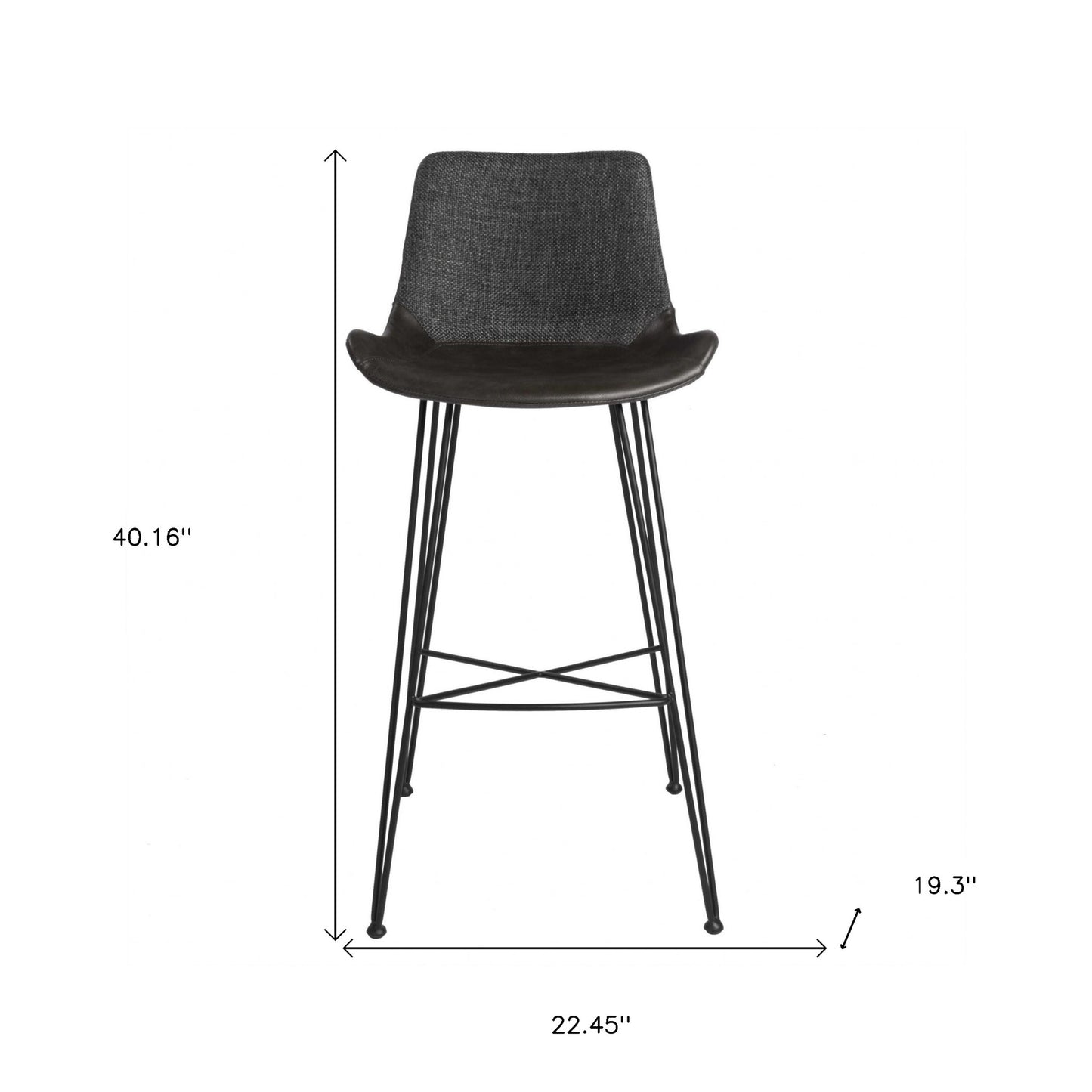 30" Gray Steel Bar Height Bar Chair