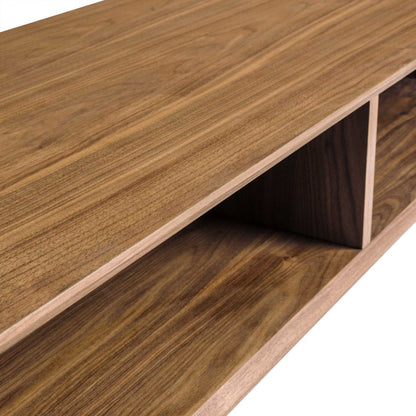 47" Brown and Black Wood And Metal Sled Coffee Table With Two Shelves HomeRoots