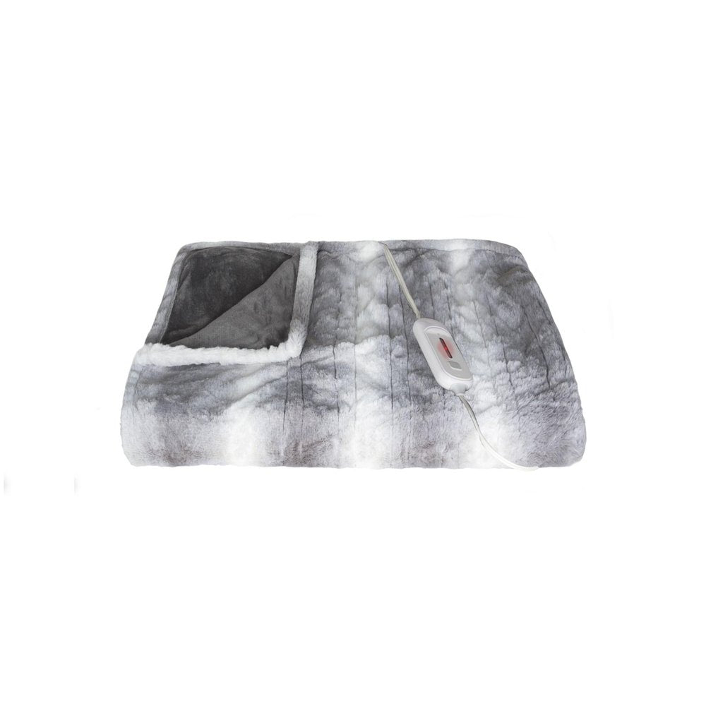 50" X 60" Gray And White Heated Electric Striped Throw Blanket HomeRoots