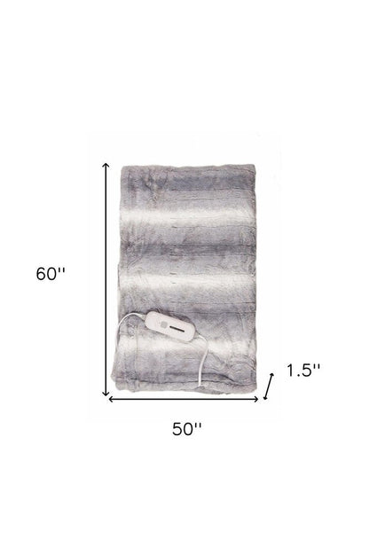 50" X 60" Gray And White Heated Electric Striped Throw Blanket HomeRoots