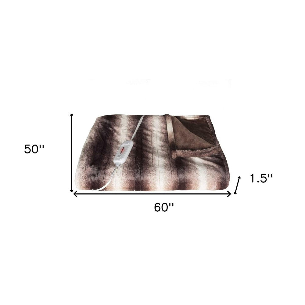 50" X 60" Brown And White Modern Contemporary Heated  Throw Blankets HomeRoots
