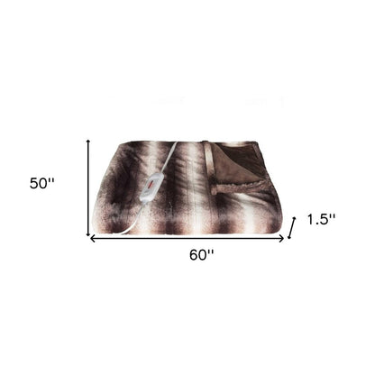 50" X 60" Brown And White Modern Contemporary Heated  Throw Blankets HomeRoots