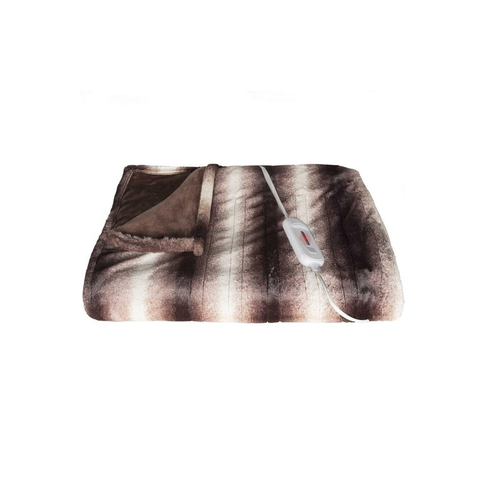 50" X 60" Brown And White Modern Contemporary Heated  Throw Blankets HomeRoots