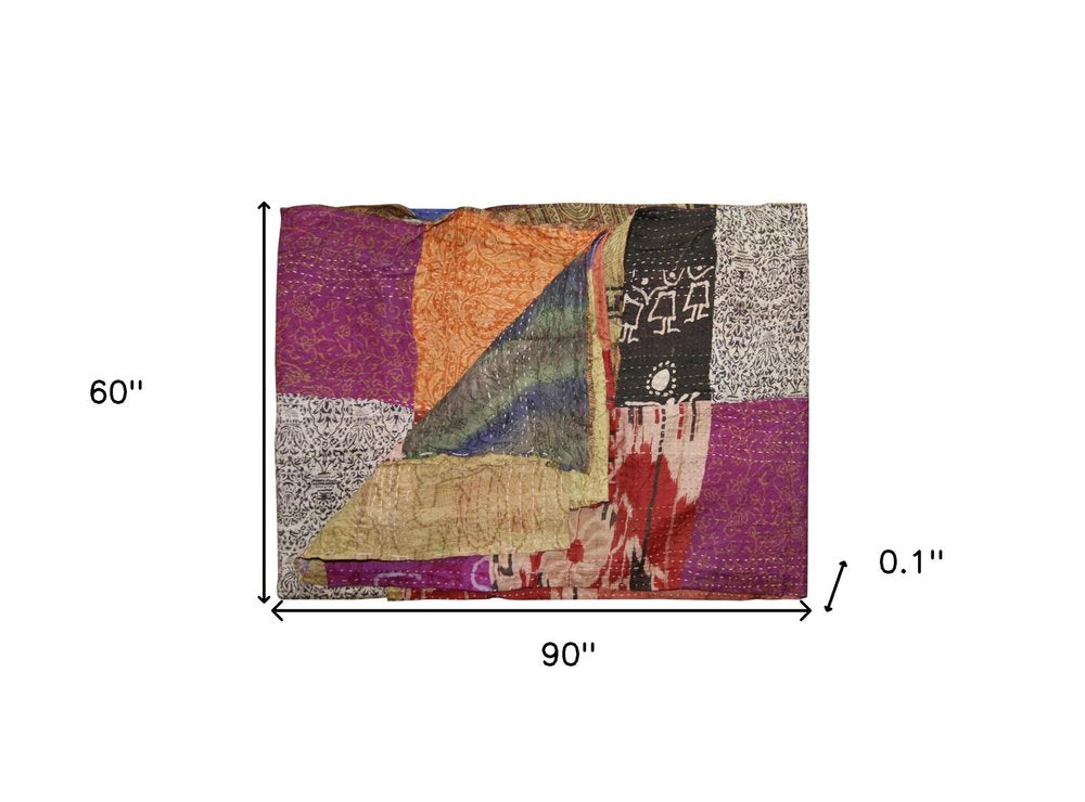 60" X 90" Silk Multicolor Throws HomeRoots