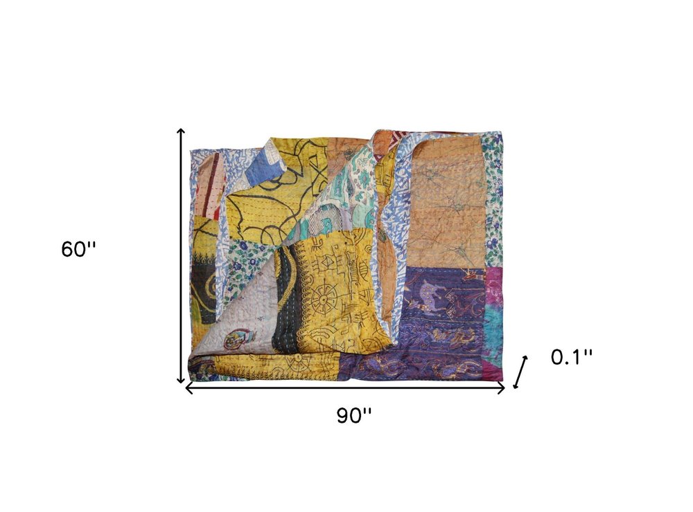 60" X 90" Silk Multicolor Throws HomeRoots