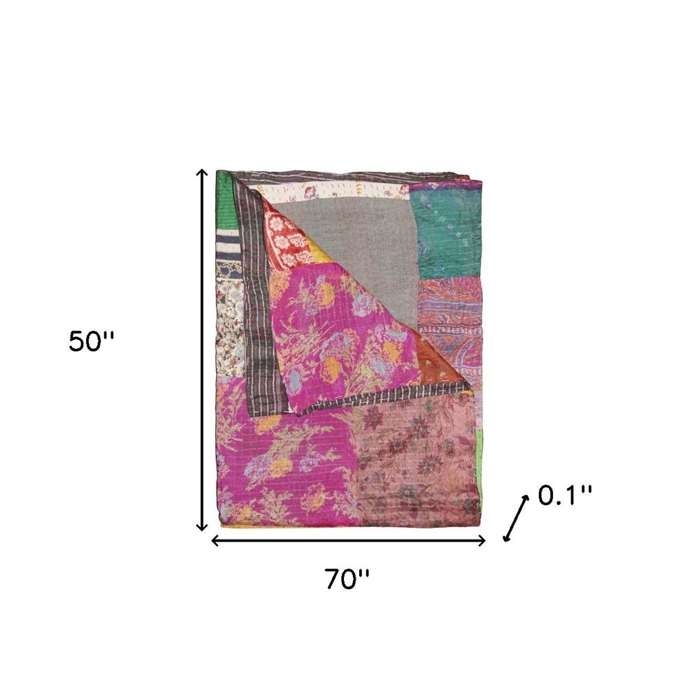 50" X 70" Silk Multicolor Throws HomeRoots