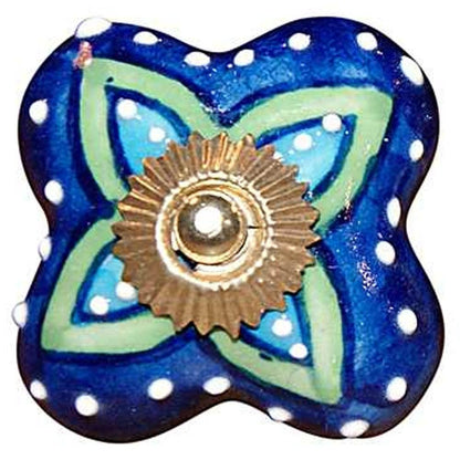 Set of Eight Blue And Green Floral Ceramic Drawer Pull Knobs HomeRoots