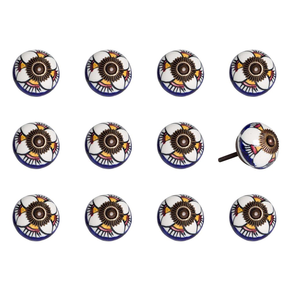 1.5" X 1.5" X 1.5" Ceramic Metal Multicolor 12 Pack Knob HomeRoots