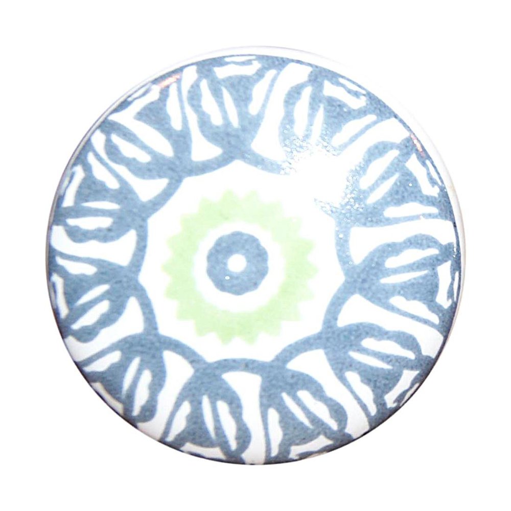 Set of Twelve White And Light Blue Metal And Ceramic Drawer Pull Knobs HomeRoots