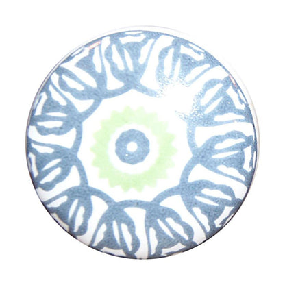 Set of Twelve White And Light Blue Metal And Ceramic Drawer Pull Knobs HomeRoots
