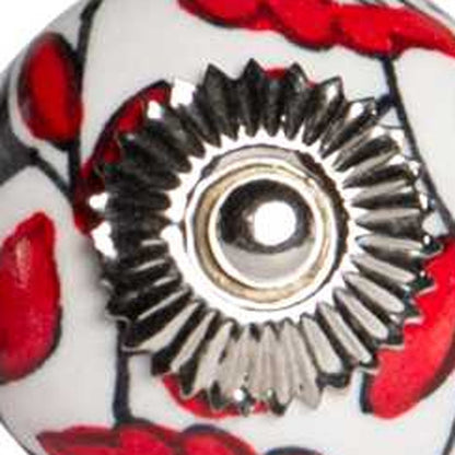Set of Twelve Red And White Ceramic Drawer Pull Knobs HomeRoots