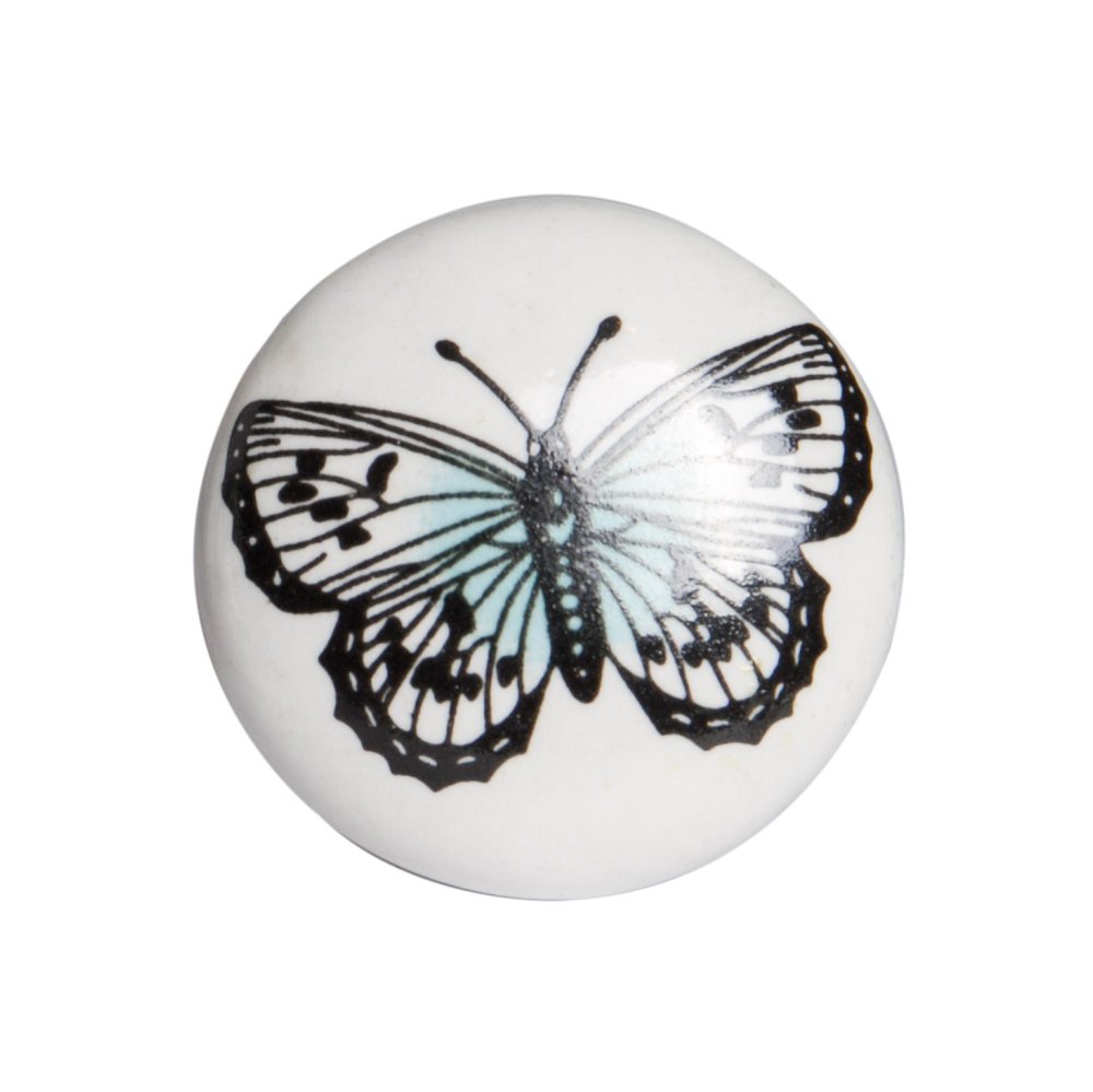 Set of Twelve Black And White Botanical Ceramic Drawer Pull Knobs HomeRoots