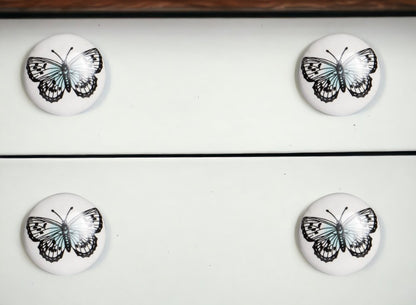 Set of Twelve Black And White Botanical Ceramic Drawer Pull Knobs HomeRoots