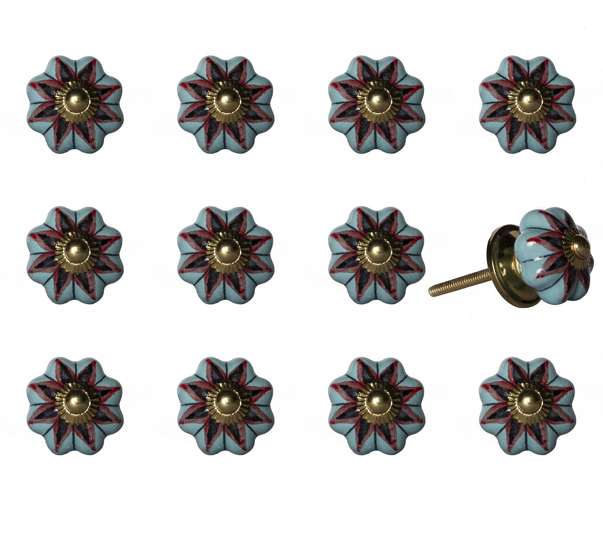 1.5" X 1.5" X 1.5" Ceramic Metal Multicolor 12 Pack Knob HomeRoots