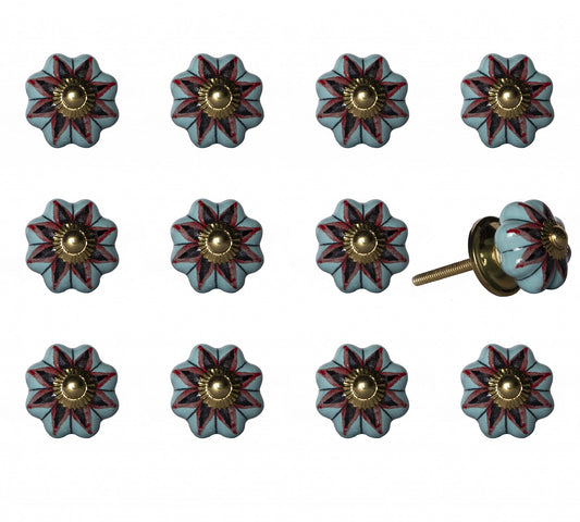 1.5" X 1.5" X 1.5" Ceramic Metal Multicolor 12 Pack Knob HomeRoots