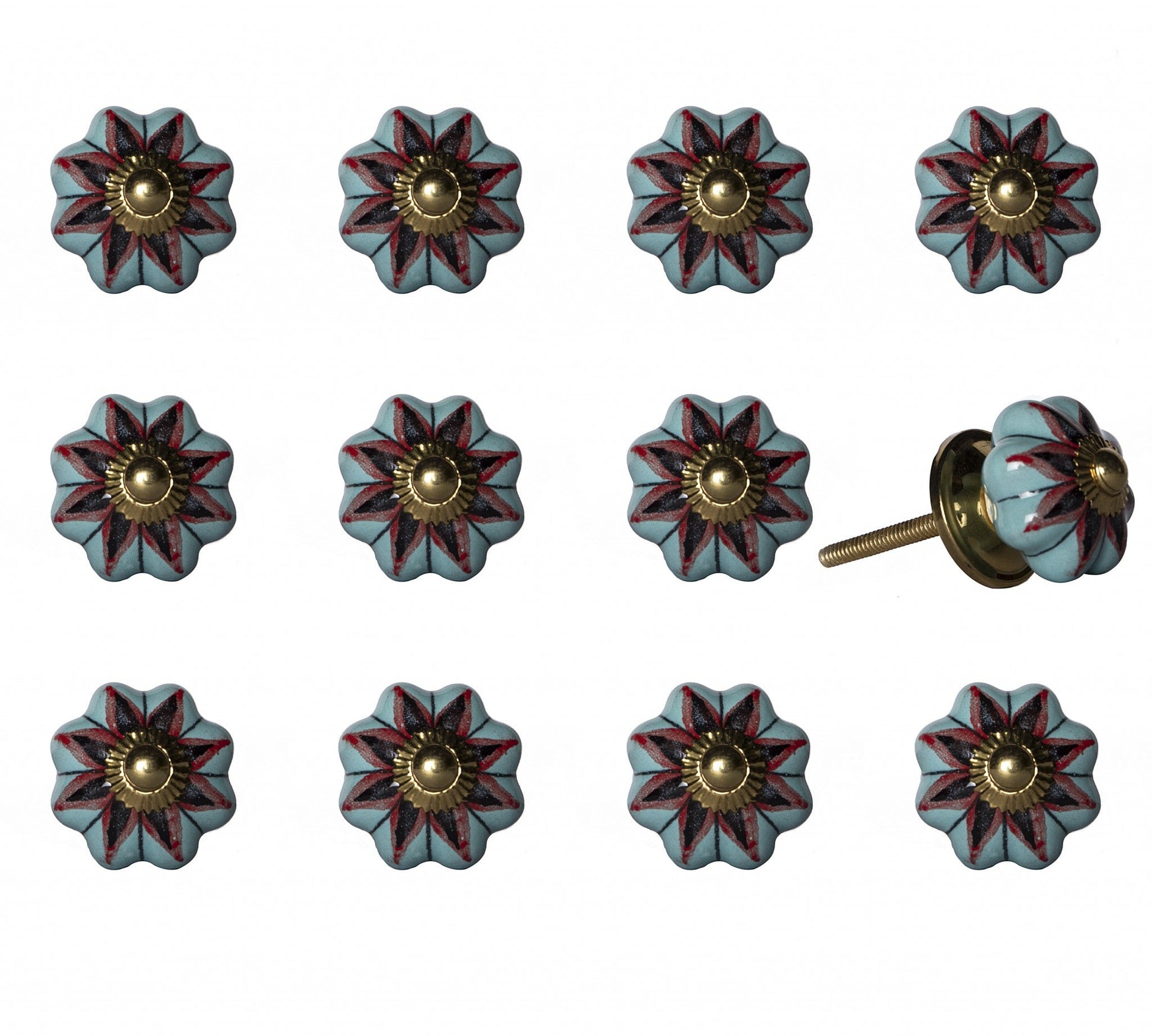 1.5" X 1.5" X 1.5" Ceramic Metal Multicolor 12 Pack Knob HomeRoots