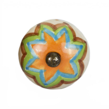 Set of Twelve Green And White Floral Ceramic Drawer Pull Knobs HomeRoots