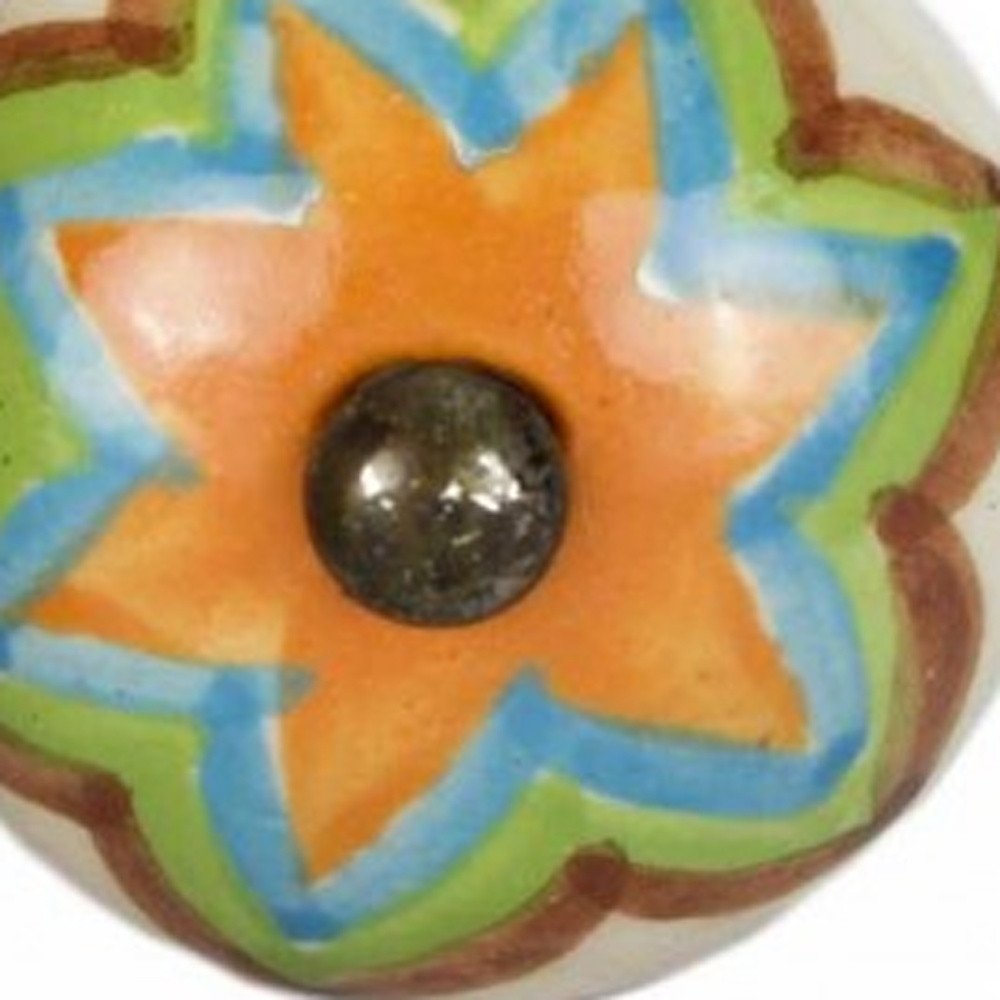 Set of Twelve Green And White Floral Ceramic Drawer Pull Knobs HomeRoots