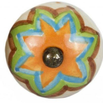 Set of Twelve Green And White Floral Ceramic Drawer Pull Knobs HomeRoots