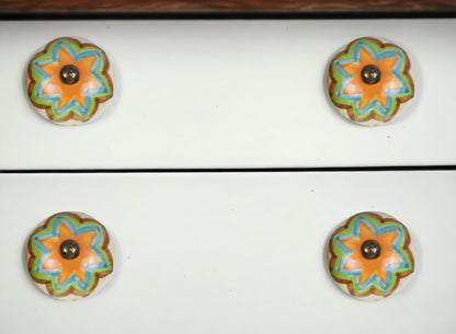 Set of Twelve Green And White Floral Ceramic Drawer Pull Knobs HomeRoots