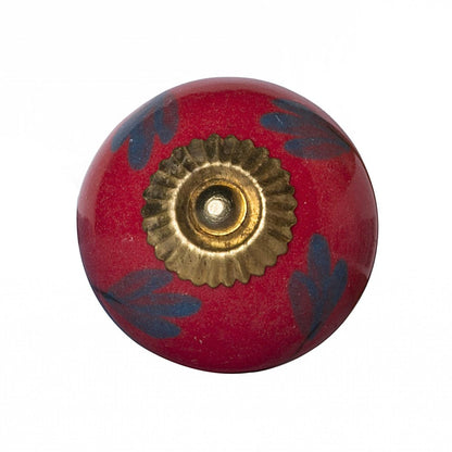 Set of Twelve Blue And Red Floral Ceramic Drawer Pull Knobs HomeRoots