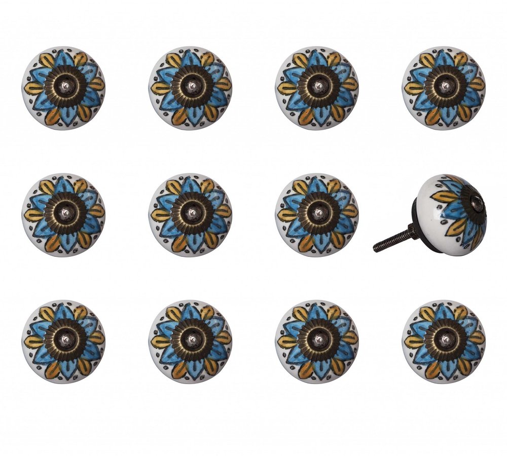 1.5" X 1.5" X 1.5" Ceramic Metal Multicolor 12 Pack Knob HomeRoots