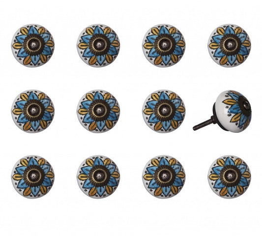 1.5" X 1.5" X 1.5" Ceramic Metal Multicolor 12 Pack Knob HomeRoots