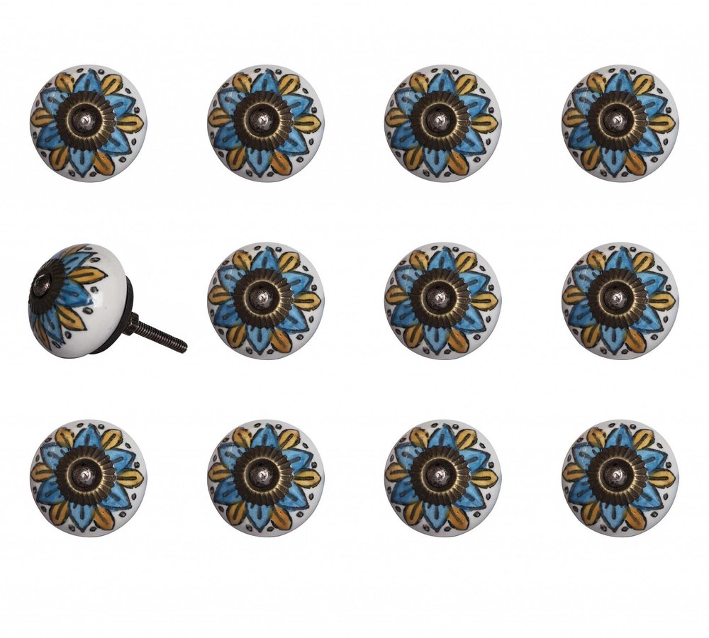 1.5" X 1.5" X 1.5" Ceramic Metal Multicolor 12 Pack Knob HomeRoots