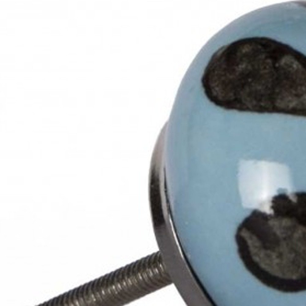Set of Twelve Blue And Black Geometric Ceramic Drawer Pull Knobs HomeRoots