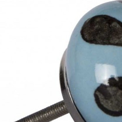 Set of Twelve Blue And Black Geometric Ceramic Drawer Pull Knobs HomeRoots