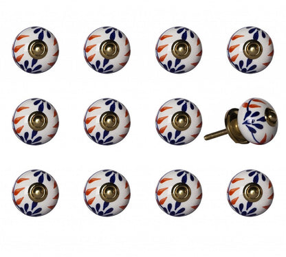 Set of Twelve Blue And White Floral Ceramic Drawer Pull Knobs HomeRoots