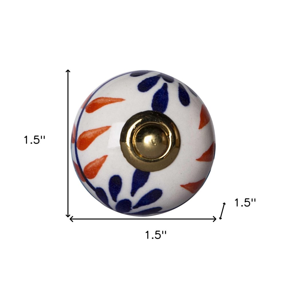 Set of Twelve Blue And White Floral Ceramic Drawer Pull Knobs HomeRoots