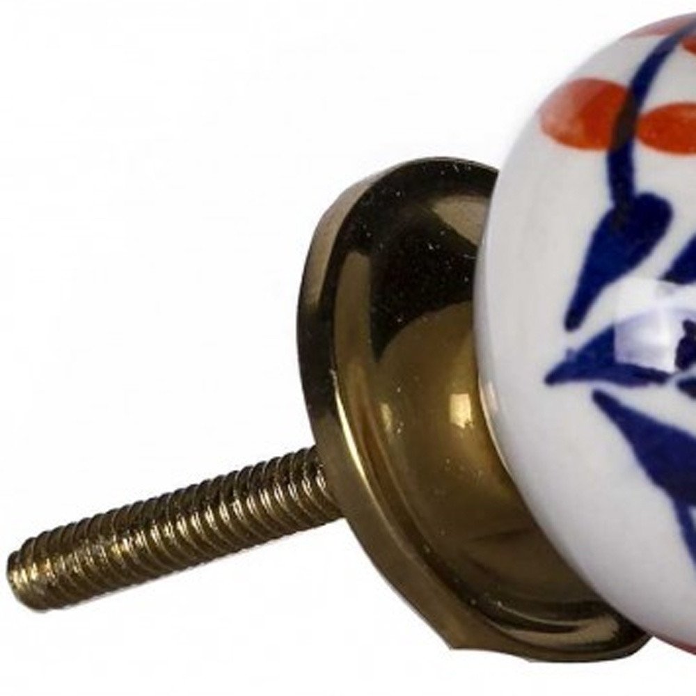 Set of Twelve Blue And White Floral Ceramic Drawer Pull Knobs HomeRoots