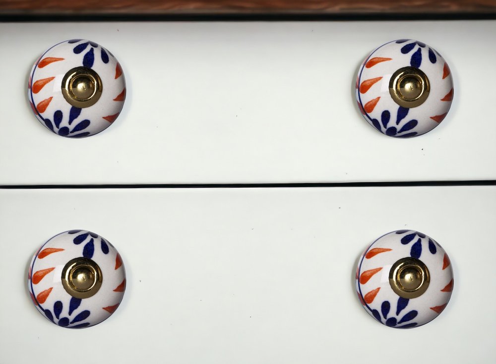 Set of Twelve Blue And White Floral Ceramic Drawer Pull Knobs HomeRoots