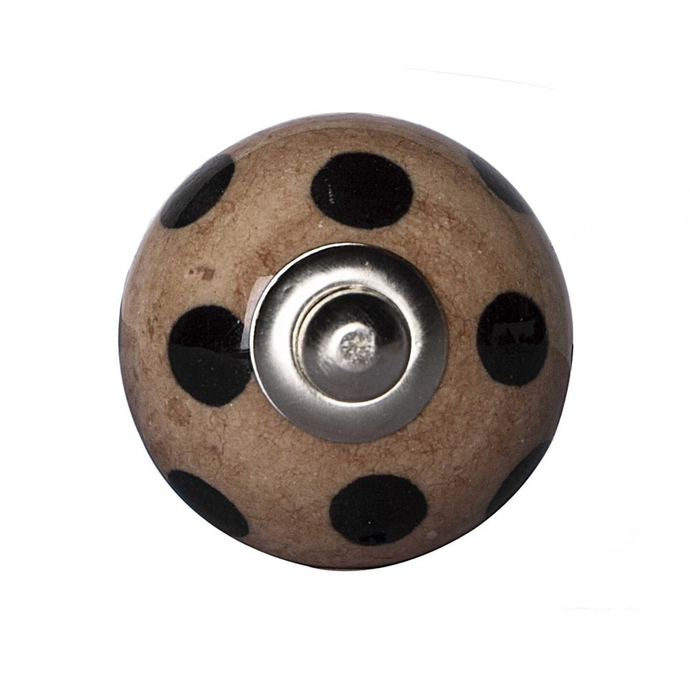 Set of Twelve Brown And Black Geometric Ceramic Drawer Pull Knobs HomeRoots