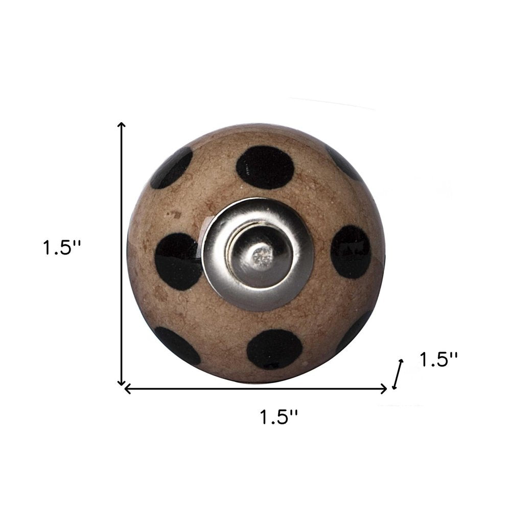 Set of Twelve Brown And Black Geometric Ceramic Drawer Pull Knobs HomeRoots