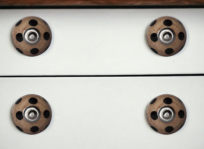 Set of Twelve Brown And Black Geometric Ceramic Drawer Pull Knobs HomeRoots