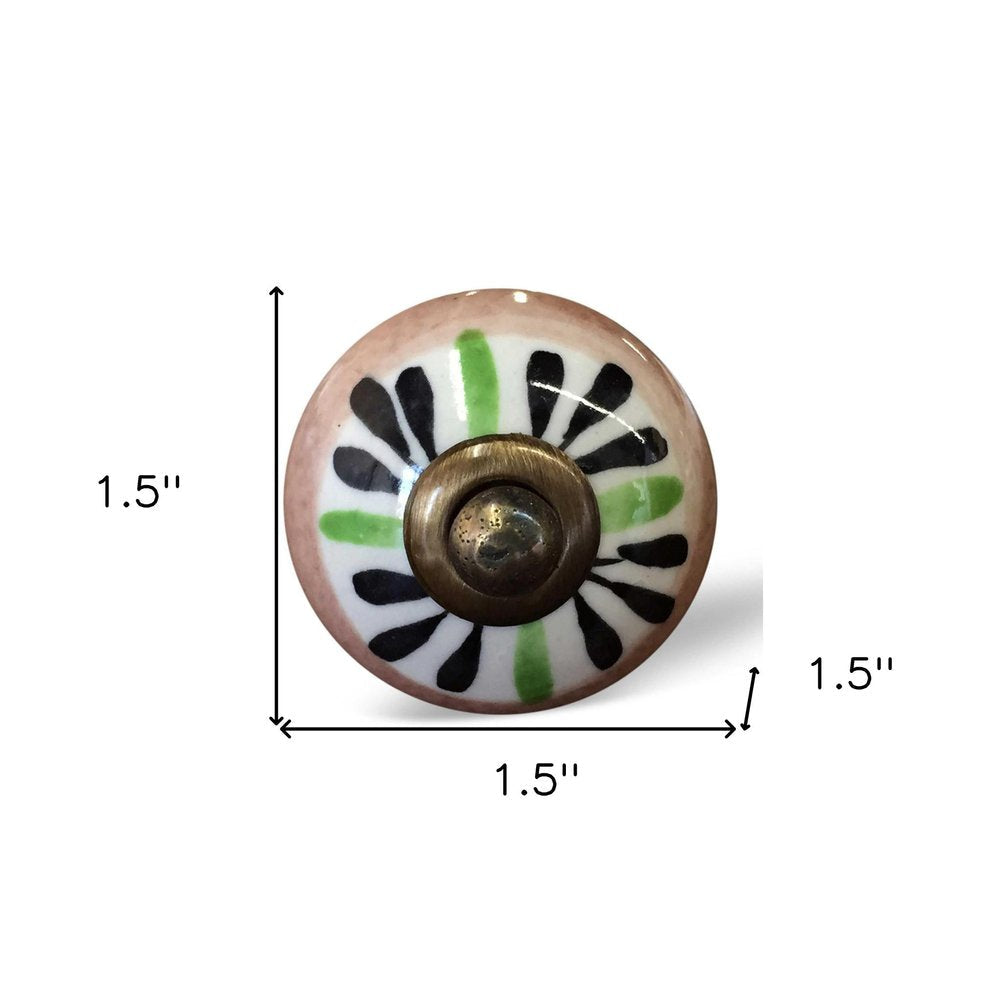 Set of Twelve Black And White Floral Ceramic Drawer Pull Knobs HomeRoots