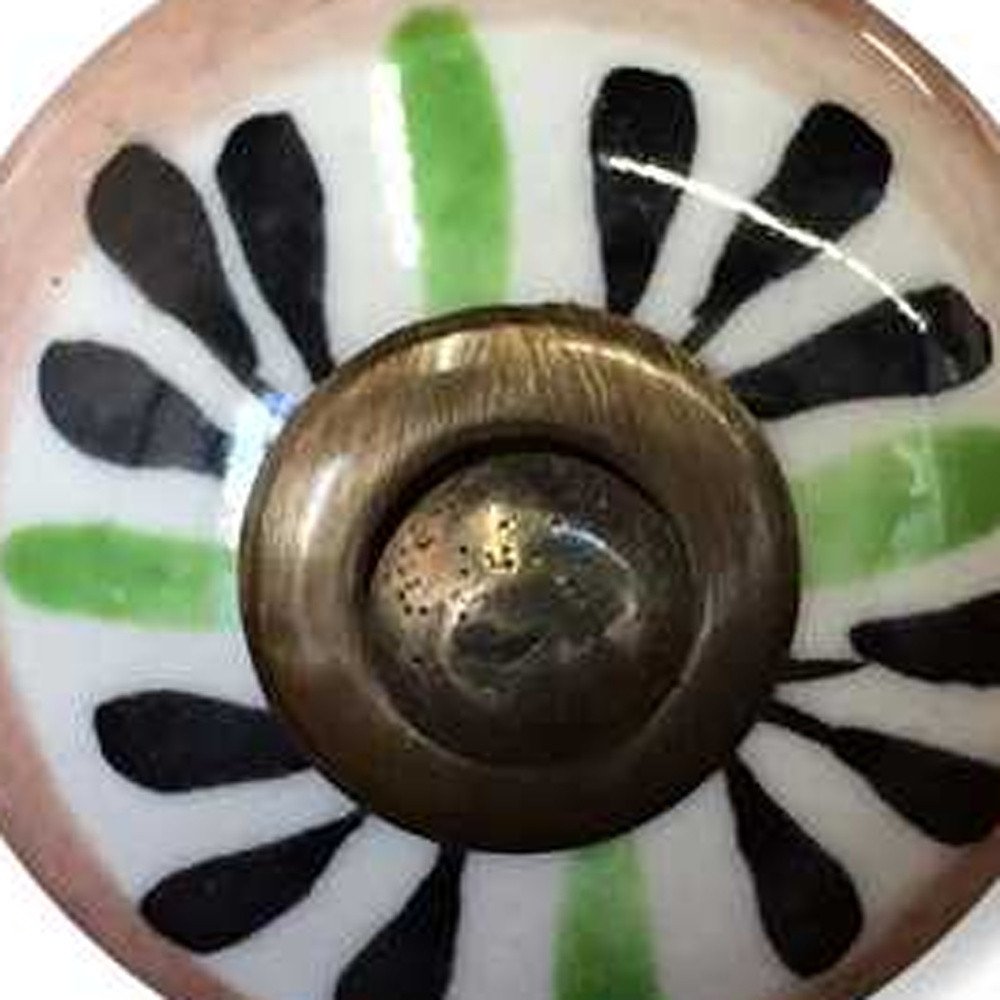 Set of Twelve Black And White Floral Ceramic Drawer Pull Knobs HomeRoots