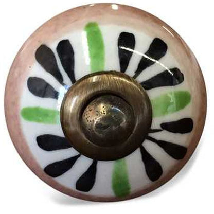 Set of Twelve Black And White Floral Ceramic Drawer Pull Knobs HomeRoots