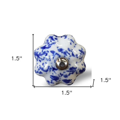 Set of Twelve Blue And White Ceramic Drawer Pull Knobs HomeRoots