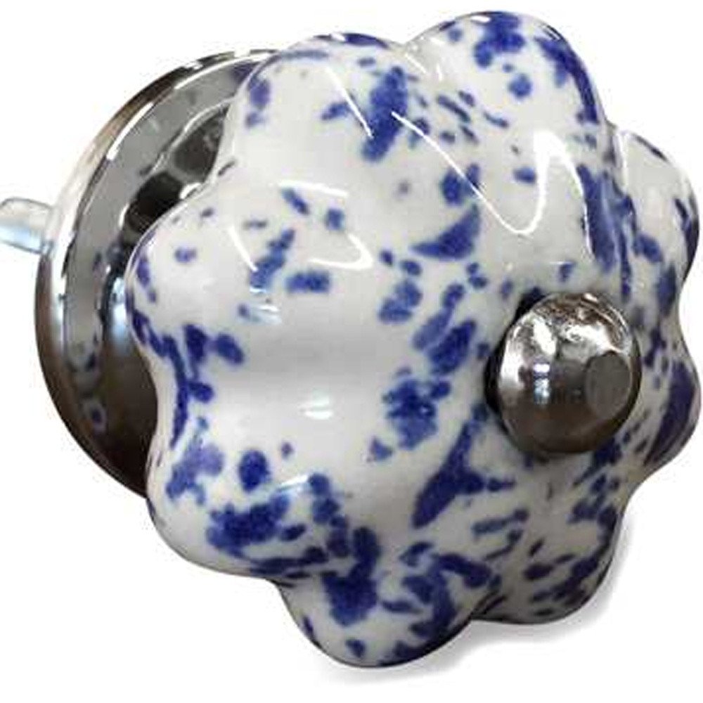 Set of Twelve Blue And White Ceramic Drawer Pull Knobs HomeRoots